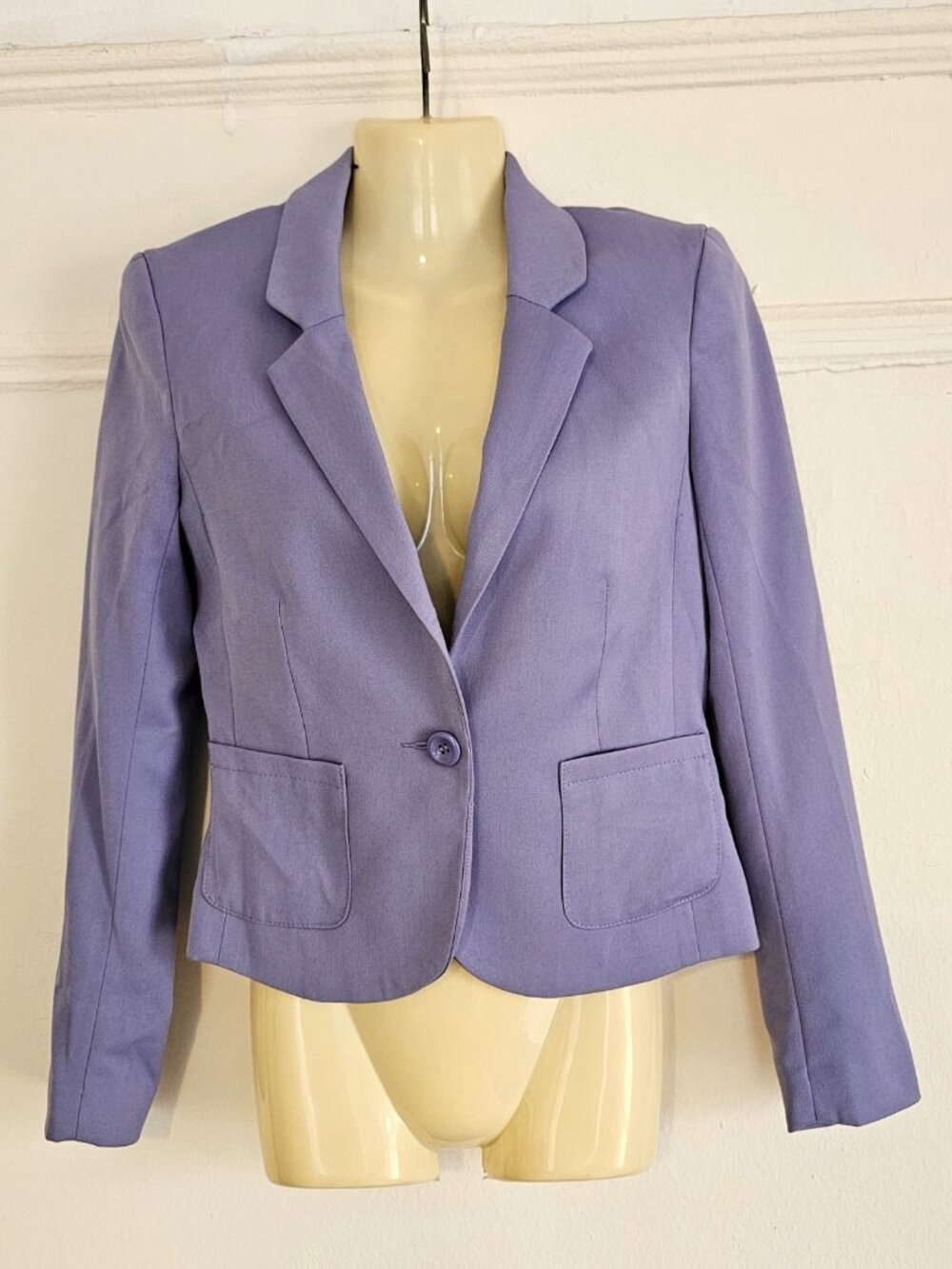 H&M Divided Women’s Lilac Blue One Button Blazer Jacket Size 4 EUR 34